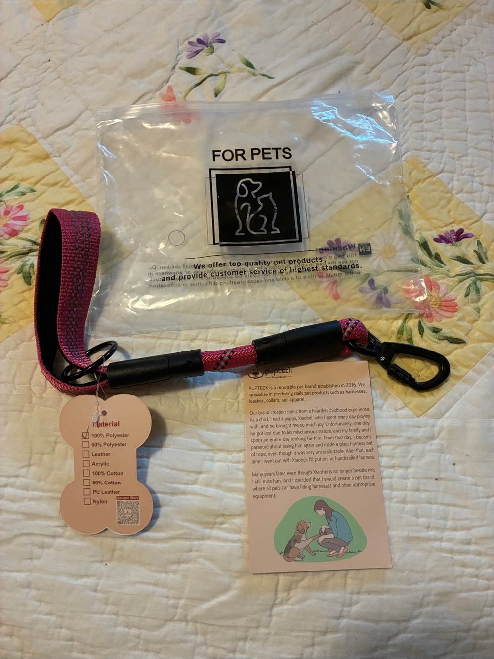 Pink Dog Training Leash with Carabiner Clip-Brand New